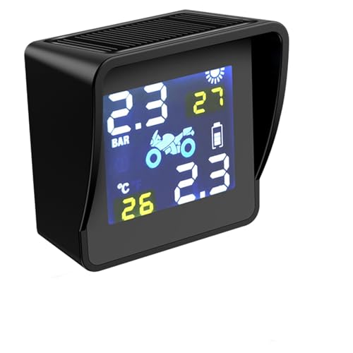 AYJYZHIAG Sensores de neumáticos con Carga Solar LCD for Motocicleta TPMS, Sistema Alarma monitoreo Temperatura 2 sensores