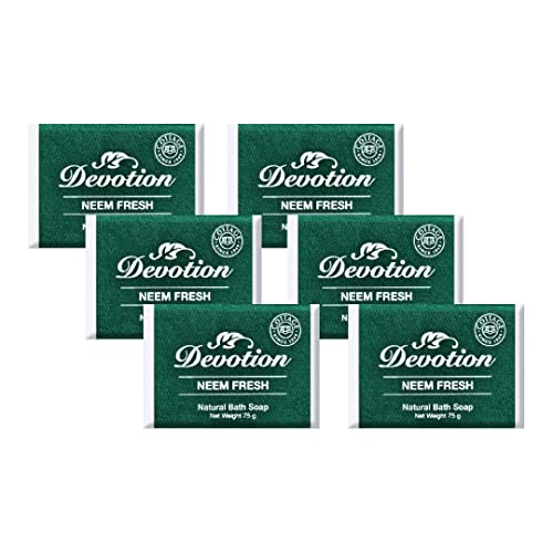 Image of Devotion NEEM FRESH Natural Bath Soap - Pack of 6 (75g each) | Neem Extract | Gentle Cleansing & Nourishing