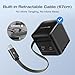 EF ECOFLOW 65W USB C Charger with Retractable Cable, 3-in-1 Phone Charger with Type C Cable, 2-Port Fast Charger Compatible with iPhone 16 Pro Max, iPad Pro/Air, Galaxy S25, Steam Deck (Black)
