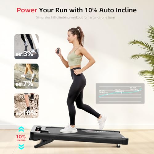 Image of Yesoul Walking Pad Treadmill with 10% Auto Incline, Under Desk Treadmill for Home Walking, Hiking & Running, 300lbs Capacity, Remote & LED Display
