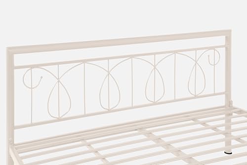 Image of Kovu Metal Queen Size Bed Without Storage | Wrought Iron Double Bed with Headboard & Footboard | Sturdy Powder Coated Platform Bed Queen Size Cot for BedroomLivingRoom Ivory (75x60)