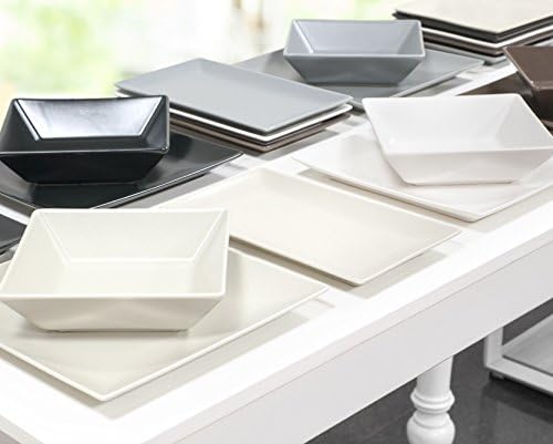 H&H Boston Set of 6 Dinner Plates, Stoneware, White, Square, 24 x 24 cm, 24*24 centimeters - Image 5