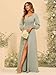HLEPUN Sweetheart Long Sleeve Bridesmaid Dresses with Ruffles Plus Size A Line Pleated Chiffon Wedding Guest Dress Ruched Waist Formal Evening Gowns Sage Green