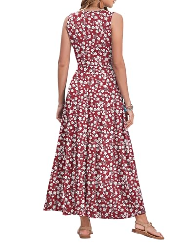 Image of AUSELILY Womens Maxi Dress Summer Sleeveless Wrap Long Dresses with Pockets | V-Neck Wrap Sleeveless Sundress, fits formal, casual, beach, vacation & daily wear