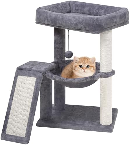 Small Cat Tree Tower with Scratching Post — lifestyle photo