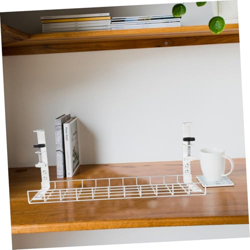 Bandeja para gestión de cables bajo escritorio y organizador de cables, sin taladro, capacidad grande de 500 mm, soporte para almacenamiento de cables para escritorio de oficina miniatura 7