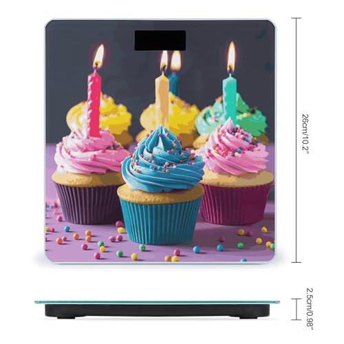 Báscula Digital de Vidrio Templado Colorful Happy Birthday Cupcakes miniatura 2