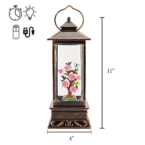 Victory Creative Butterfly On Blossom Lighted Snow Globe Lantern 11" Snow Globe With Swirling Glitter, Battery Operated, Timer & Usb #TOP1