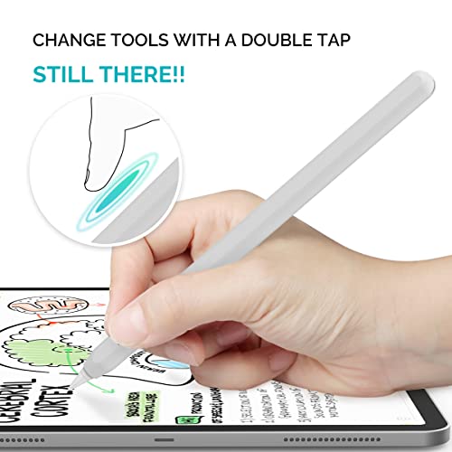 AhaStyle Silicone Case for Apple Pencil 2nd Generation & Apple Pencil Pro (2024) Sleeve Skin Ultra Thin Apple Pencil Protective Cover Compatible with Magnetic Charging and Double Tap (White) - Image 3