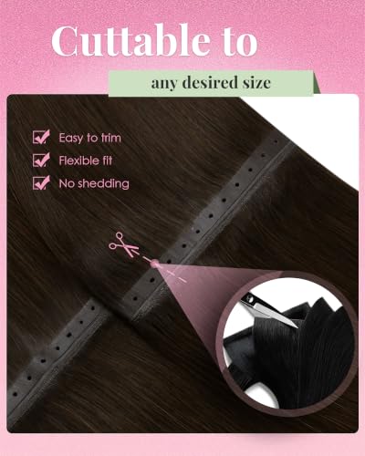 Image of YoungSee 100g 24 Inch Butterfly Weft Extensions Mocha Brown Remy Human Hair