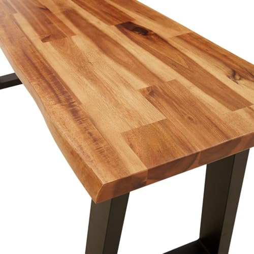 Banc en bois massif d'acacia 110 cm avec piètement acier en U - 8