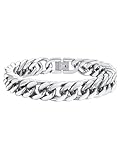 FaithHeart Pulsera Ancha Hombre Cadena Cubana 12mm 19cm Acero Inoxidable 316L Pulsera Hombre Rock con Cierre Metálico Dudadero