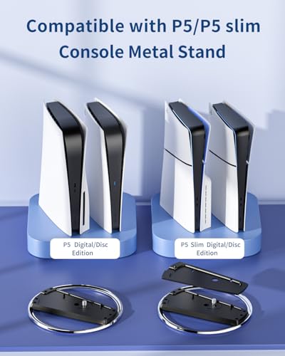Image of OLCLSS Vertical Stand for P5 Pro, P5 Slim & P5 Consoles (Digital /Disc) with 9 Silicone Dust Plugs - Anti-Slip Base, Anti-Tip Design, Secure Screw, Accessories, Compatible with P5 Pro, Slim & 5 Models