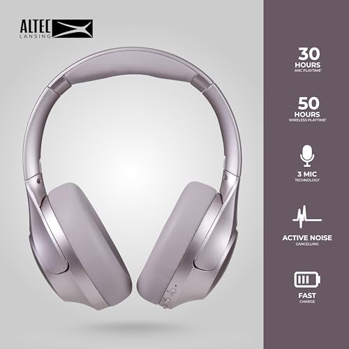 Image of Altec Lansing ComfortQ 2.0 Over Ear Bluetooth Headphones, Wireless Noise Cancelling Headphones with 50-Hour Battery, Foldable Design, Voice Assistant, Quick Charge, Bluetooth 5.3