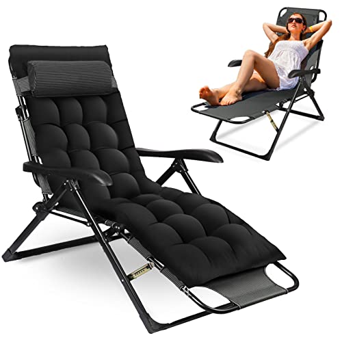 KaO0YaN Sunloungers, Sun Loungers for Garden, Recliner Garden Chairs, Padded Sun Lounger, 7 Positions Adjustable Gravity Chair, Suitable for Indoor and Camping, Patio, Beach, Garden and Pool