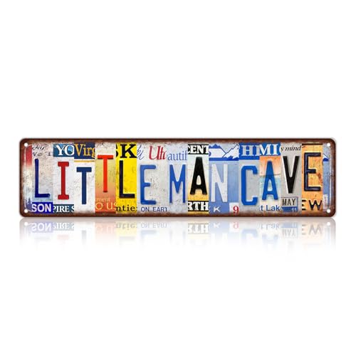 Image of Vintage Little Man Cave Wall Decor Play Room Street Signs Kids Metal Tin Signs 16 x 4 Inches