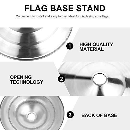 Yardwe 2Pcs Flag Pole Base Stainless Steel Indoor Floor Flag Stand Flagpole Holder Collar Flag Rod Floor Mount Cover For Outdoor Garden Lawn Display 26X26X3.2Cm (Silver) #TOP3