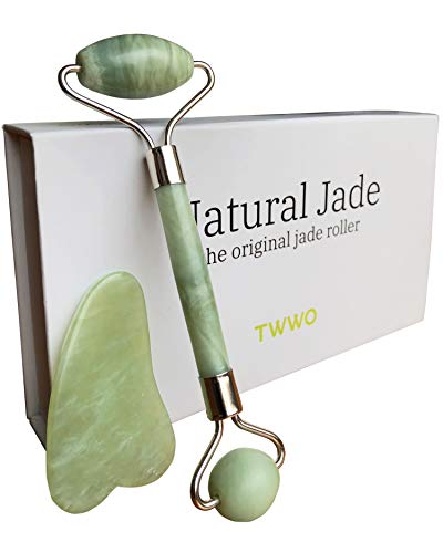 Jade Roller For Face Massager Tool Set With Gua Sha - Natural Stone