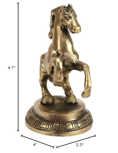 Estatua decorativa de caballo de metal dorado 4.7 pulg miniatura 6