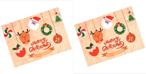 Image of Dining Table Mats Set of 2 - Merry Christmas Theme,Digital Print, Washable, Indoor /Outdoor, Heat-Proof, Water Resistant, Wipe & Clean (47X33 cm) Cream & Red