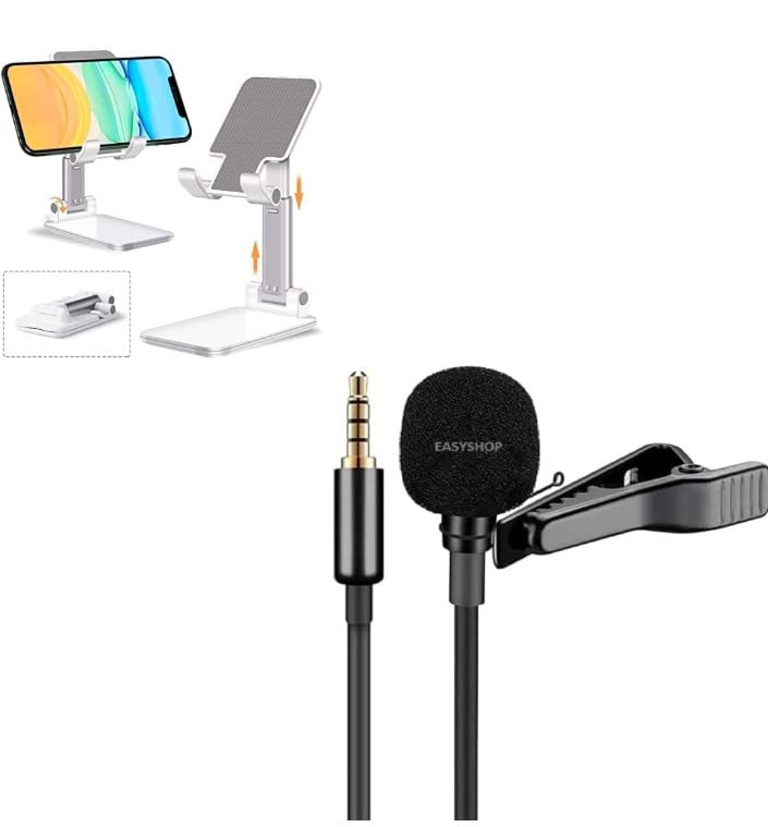 GS GOLDSTEIN STARGS GOLDSTEIN STAR Professional Y28 Collar Mic for YouTube Grade Lavalier Microphone with Free Mobile Stand Easy Clip On System ­ Perfect for Recording Voice/Video Conference/Podcast/i-Phone/Android