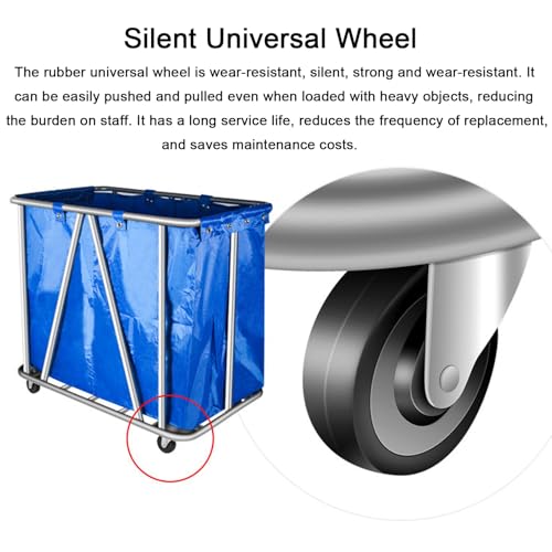 Carrito de limpieza resistente, cesta de lavandería con tela Oxford impermeable, gran capacidad, ruedas universales silenciosas para uso comercial
