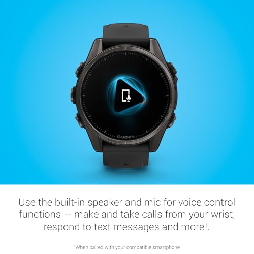 Image of Garmin Fenix 8, 43mm, AMOLED, Sapphire, Smartwatch, Carbon Gray Titanium with Black /Pebble Gray Silicone Band