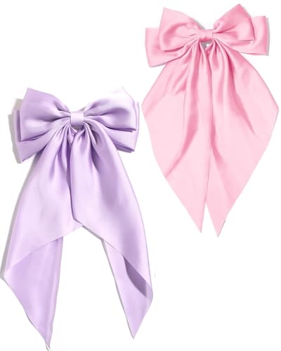 LOZTBUE Fermagli per capelli da donna in 2 pezzi, fermagli per capelli grandi in raso, coda lunga, fermagli per capelli grandi