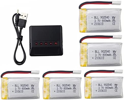 sea jump 5pcs 3.7v 800mAh Lithium Battery with 5-in-1 Charger for Syma X5C X5C-1 X5 X5SC X5SW H5C V931 S5C S5W SS40 FQ36 T32 T5W H42 CW4 UAV 2.4G RC Quadcopter Spare Battery