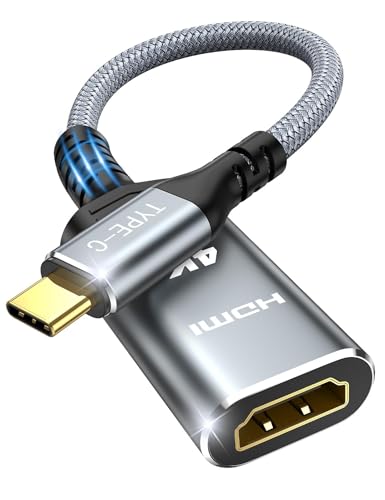 Highwings USB C - HDMI 変換アダプタ 4K@60Hz HDMI Type-C 変換アダプター type-c hdmi変換 タイプC HDMI 変換コネクター [Thunderbolt 3 / 4] hdmi スマホ 変換ケーブル USB C端子からHDMIメス iPhone 15 Pro/iMac/Air 2023/ S23/ XPS 17 などに対応 (1, 灰)