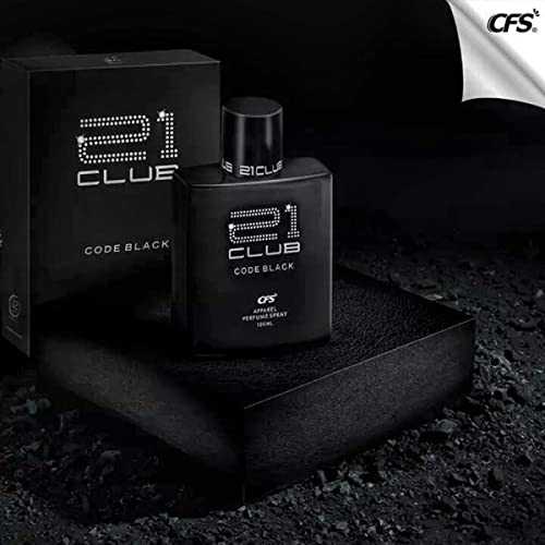 Image of FRASIYON 21 CLUB Code Black Perfume for Men| 100ml | Long Lasting Eau De Parfum | Bold Masculine Scent for Casual, Date & Nightlife | Premium Fragrance