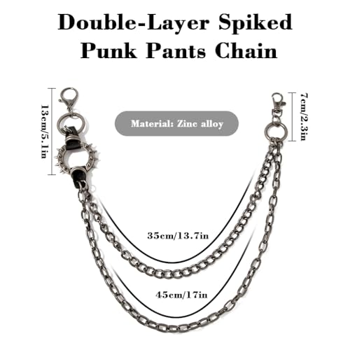 Image of GUSTAVE Layered Pants Chain for Men Double Punk Wallet Chains Trousers Jeans for Biker Heavy Skull Belt Gothic Accessories