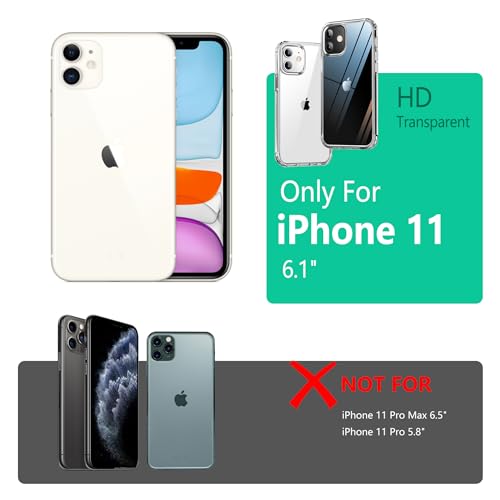 Image of ONES iPhone 11 HD Clear Slim Hard Case『Shockproof Airbag』『Raised Edges Protect Camera Screen』 [ Non-Yellow ] [ Anti-Slip ] PC + TPU Hybrid Protective Transparent Silicone Cover for Apple 6.1 inch