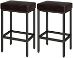 YMYNY 26 Inch Counter Height Bar Stools Set of 2, Dark Brown Modern Kitchen Barstools with Metal Leg, Bar Stool Chairs for Kitchen Island Counter Breakfast Bars Living Room Party, UHBS513K | Dark Brown Kitchen Stools Chairs with 2.4" Thick Upholstery