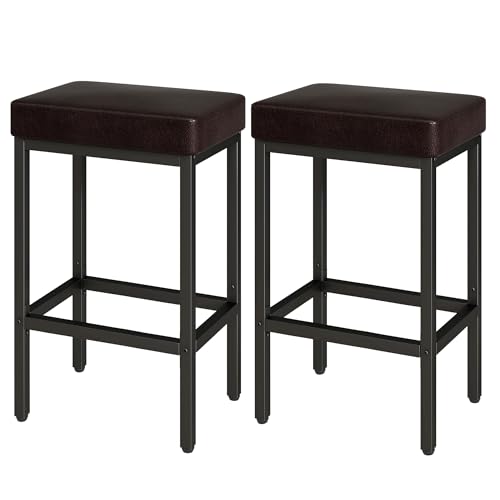 YMYNY 66 cm Barhocker 2er Set, Bar Hocker Dunkel Braun, Barhocker...