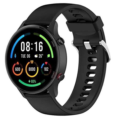 Moorovgi Bracelet Compatible avec Xiaomi Mi Watch,Bracelets de Montre de Rechange en Silicone Souple de 22 mm Compatible avec Xiaomi Mi Watch/Xiaomi watch S1 Active/Galaxy watch 3 45MM (Noir)