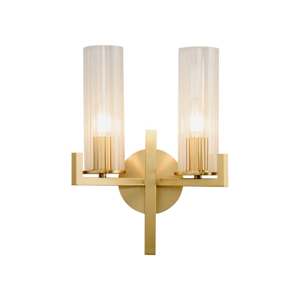 SMCCYYSD Wall Lamp, Copper Sconces Simple Personality Single Or Double Head Led Bulb Lamp Bedside Light Fixtures Living Room Mirror Front Indoor Lighting,Double
