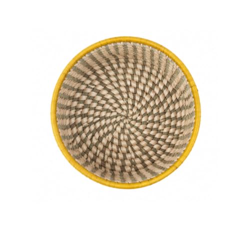 Image of Handmade Sabai Grass Box for Roti /paratha /Dry Fruits |Organiser, Storage Box | Container for Serving on Dining Table| Kitchen Decor Cum Utility| Size : 21L x 21W x 8H CM (Yellow)