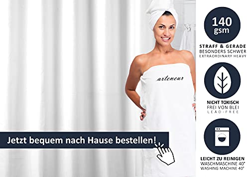 Rideau de douche textile blanc 180x200 cm arteneur opaque imperméable lavable - 6