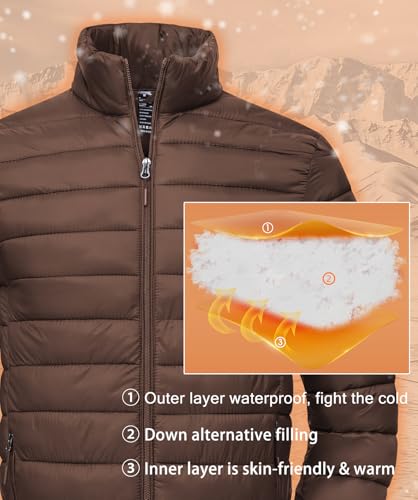 Image of SPOSULEI Men Puffer Jacket Packable Lightweight Winter Jackets Coats Outdoor Waterproof Insulated Jackets