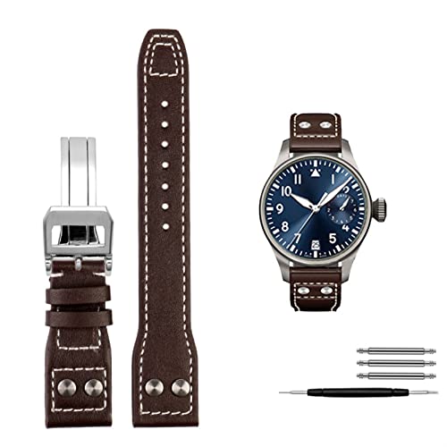 Correa de reloj de piel para IWC Big Pilot con hebilla plegable de 21mm y 22mm