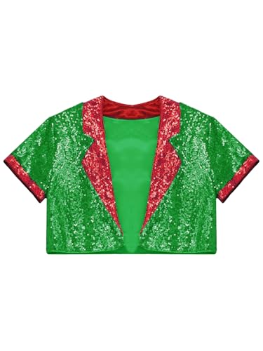 Hedmy Kids Boys Girls Christmas Clothes Xmas Party Jacket Coat Shiny Sequined Crop Tops Performance Clothes3