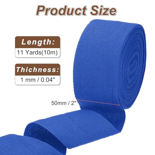 Ruban en coton sergé à chevrons bleu saphir 5,1 cm x 9,9 m pour couture - 3