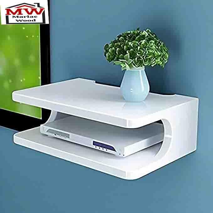 Marlac wood Set top Box Stand | WiFi Router Holder Wooden Wall Shelves | Setup Box Stand for Home | Wall Mount Stylish WiFi Router Holder TV Cabinet Living Room Furniture