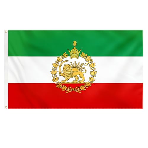Iran Flagge Löwe Iranische Flagge 90 x 150 cm Iran Lion Lion Sun Flag leuchtende Farben mit Messingösen Wetterfeste Fahnen für Garten Innen Outdoor