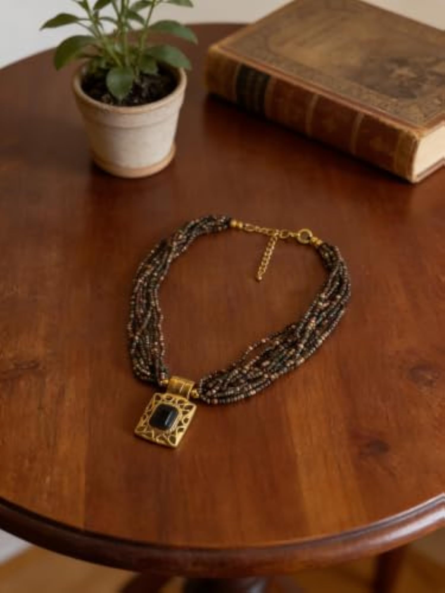 Brass/Glass Necklace, Unique Design