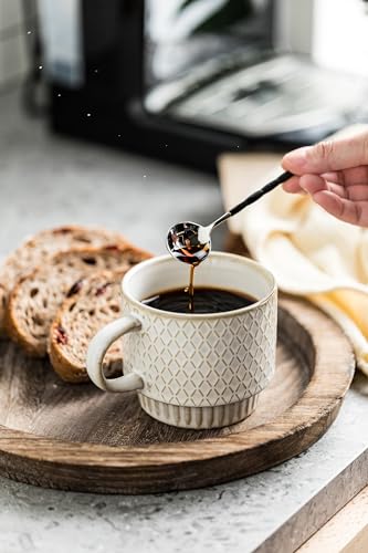 LYEOBOH-Stackable-Coffee-Mugs-Coffee-Cups-Mug-Set-of-4-with-Spoons-13-Oz-Coffee-Cup-Set-with-Stand-Ceramic-Coffee-Mug-Farmhouse-Kitchen-Beige LYEOBOH Stackable Coffee Mugs Coffee Cups Mug Set of 4 with Spoons 13 Oz Coffee Cup Set with Stand Ceramic Coffee Mug Farmhouse Kitchen Beige