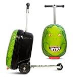 Flyte Scooter 2-in-1 Suitcase Scooter Kids – Kids Ride on Suitcase, Easy-Glide Wheels, Ride on Luggage, 18-Inch, 25 Litre Capacity for Boys and Girls Aged 3+, Light Up Wheels – Darwin The Dinosaur