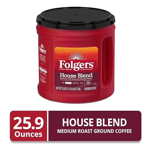 Image of Folgers Coffeehouse Blend Ground Coffee, Medium Dark Roast Coffee, 25.9 Ounce Canister