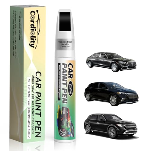 Image of 197 /9197 Obsidian Black Metallic Touch Up Paint for Mercedes Benz, Color Accurate Car Paint Scratch Repair Pen, Quick & Easy Fix Automotive Chips and Nicks